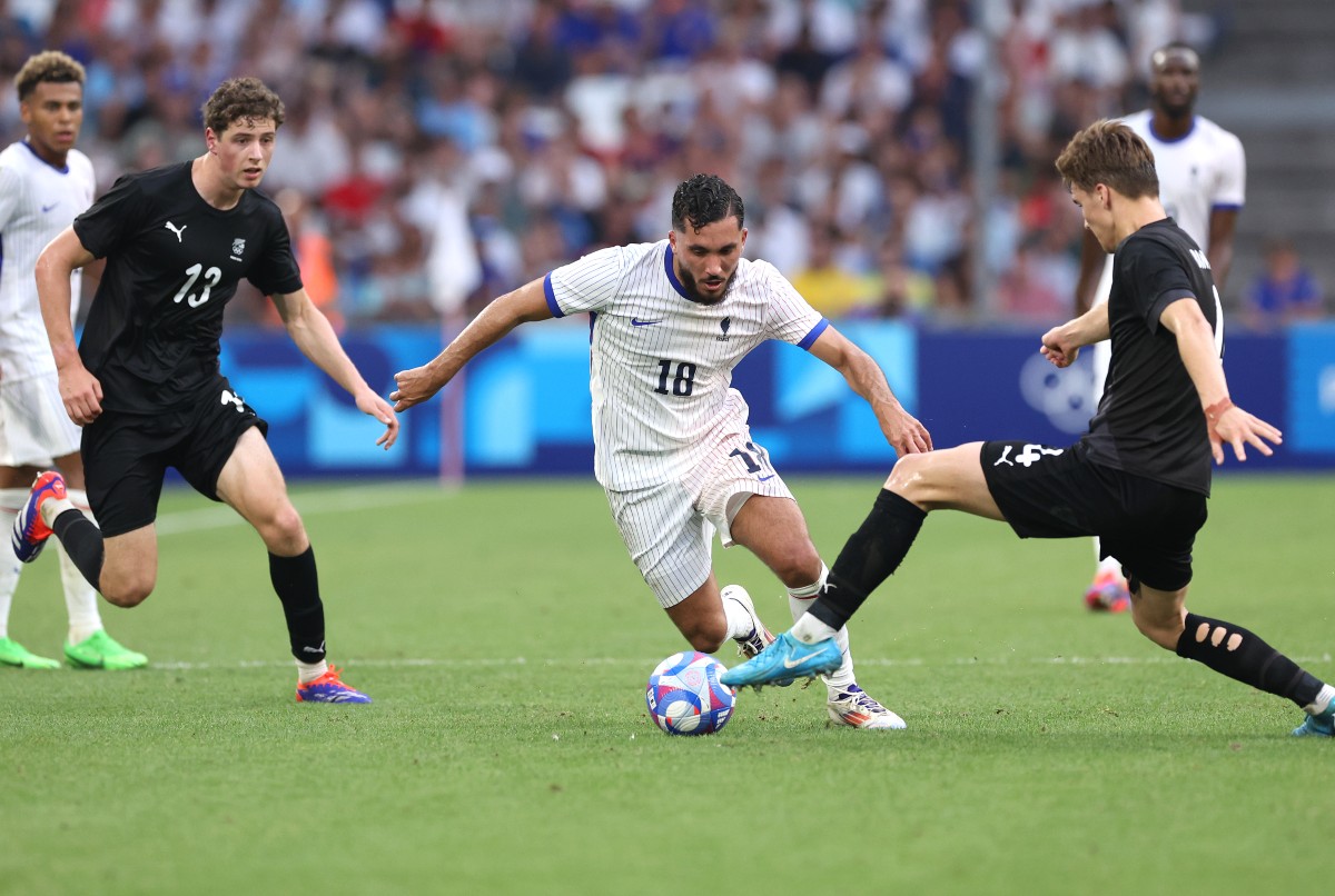 Rayan Cherki in action for France against New Zealand