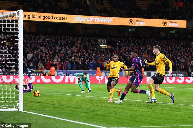 Nigerian international Awoniyi scored his first league goal of the season in the 3-0 win at Wolves