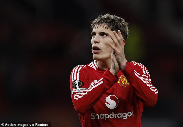 Garnacho applauded the Manchester United fans following the final whistle at Old Trafford