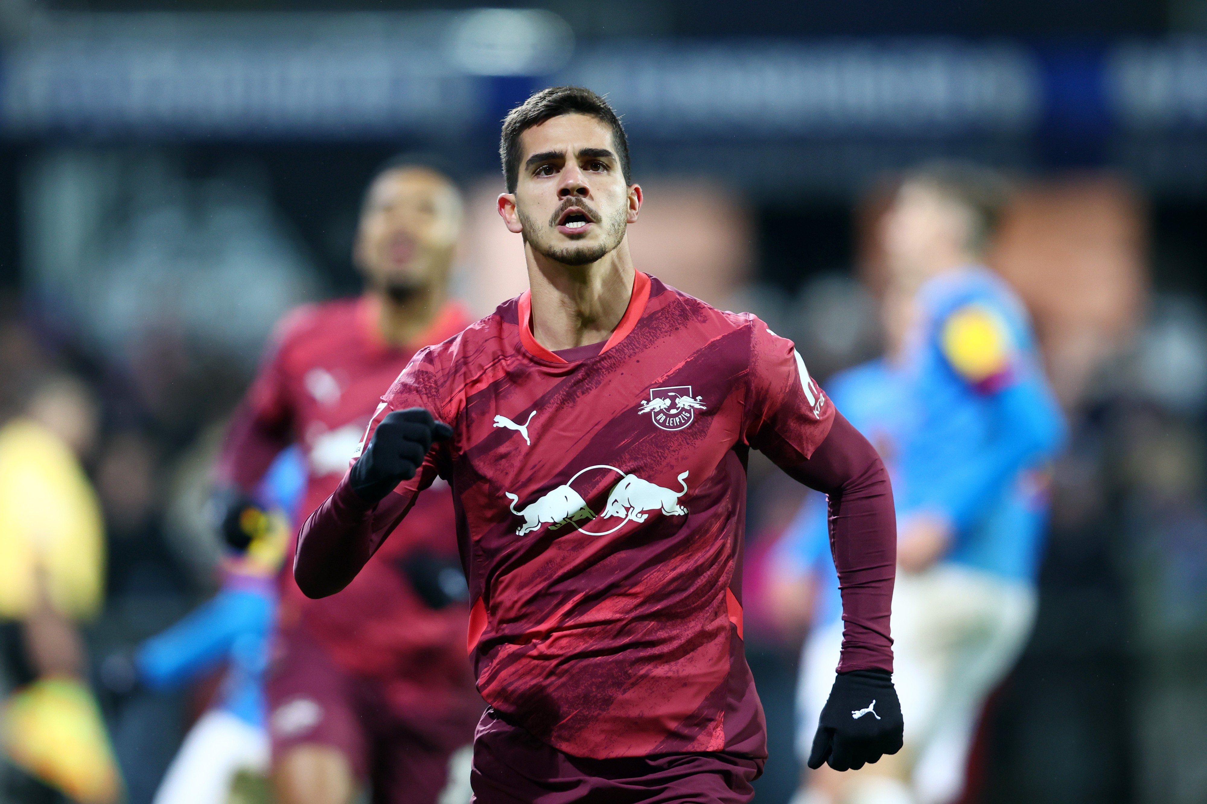 Andre Silva of RB Leipzig celebrates scoring his team's second goal