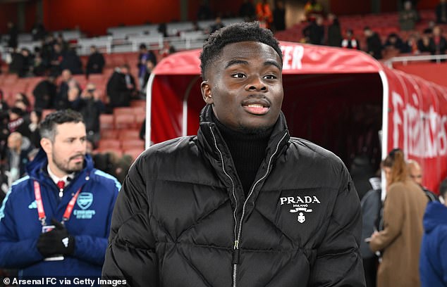 Bukayo Saka is currently out with a hamstring injury and is not expected back until late March