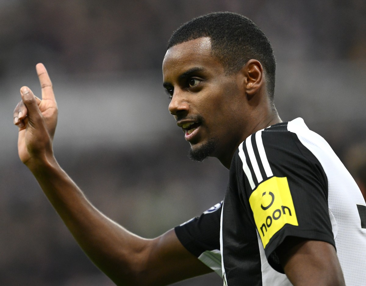 Alexander Isak celebrates a goal for Newcastle United