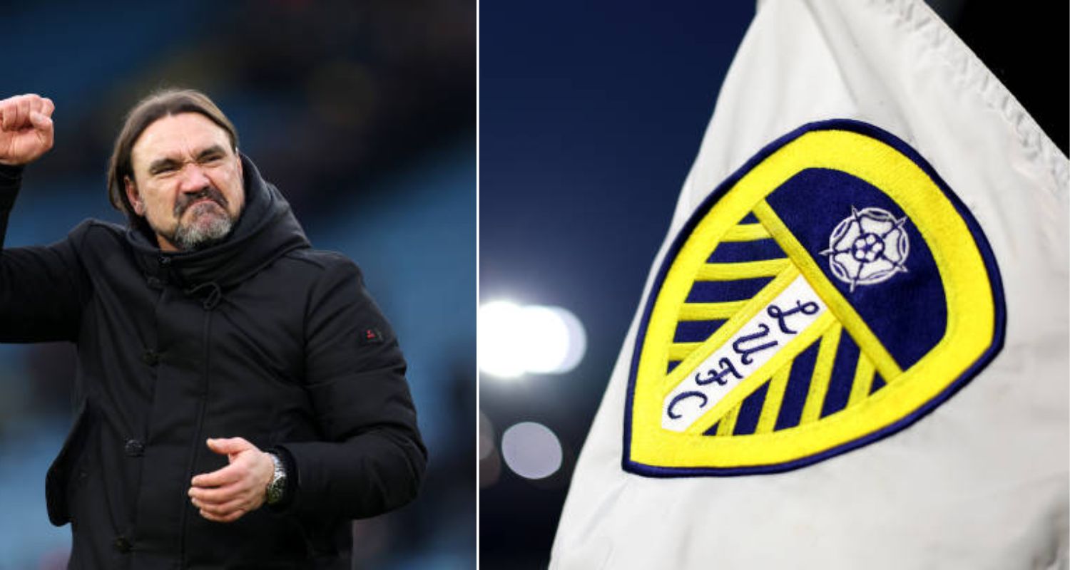 Leeds United manager Daniel Farke and Leeds corner flag