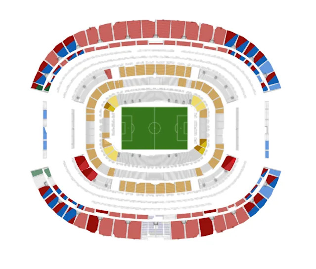 England vs. Croatia: Colored sections have availability. (FIFA)