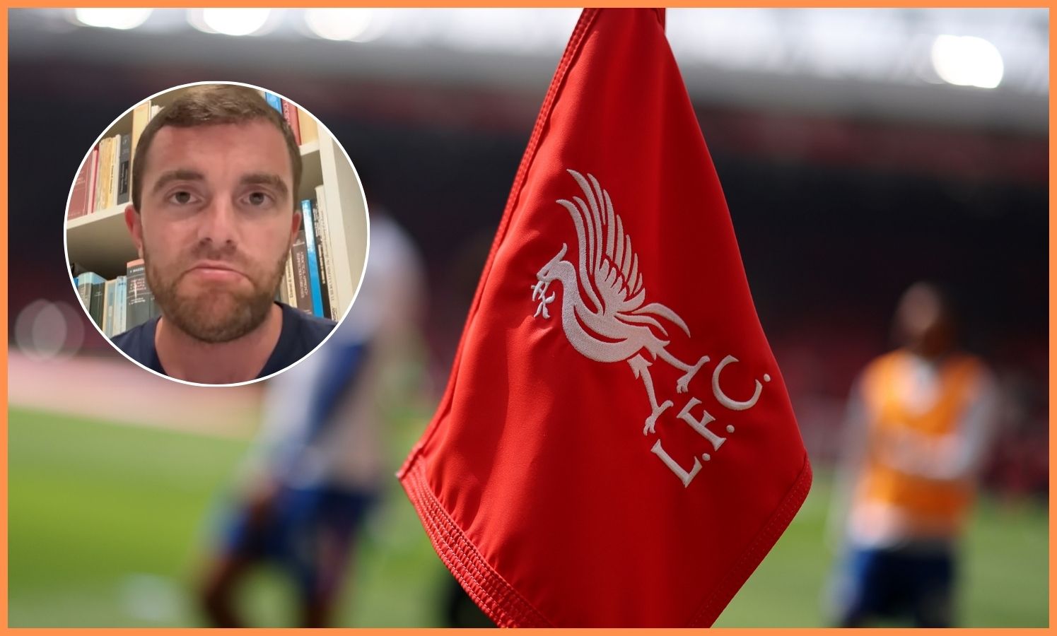 Liverpool corner flag and Fabrizio Romano